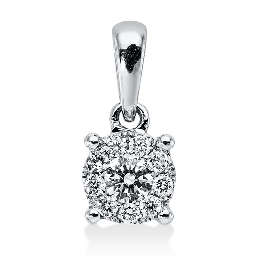 Anhänger 18 kt WG, mit ZÖ, 10 Brill. 0,16 ct, F-vsi