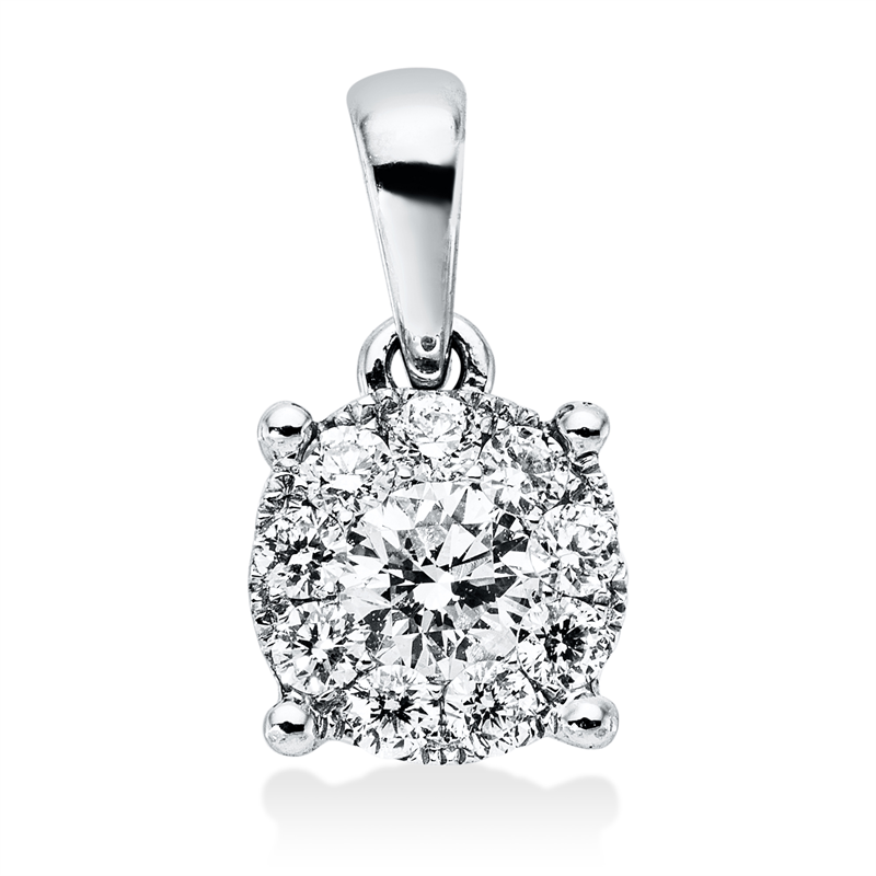 Anhänger 18 kt WG, mit Öse, 10 Brill. 0,30 ct, F-vsi