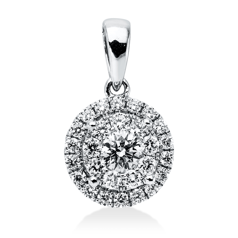 Anhänger 18 kt WG, mit Öse, 28 Brill. 0,48 ct, F-vsi