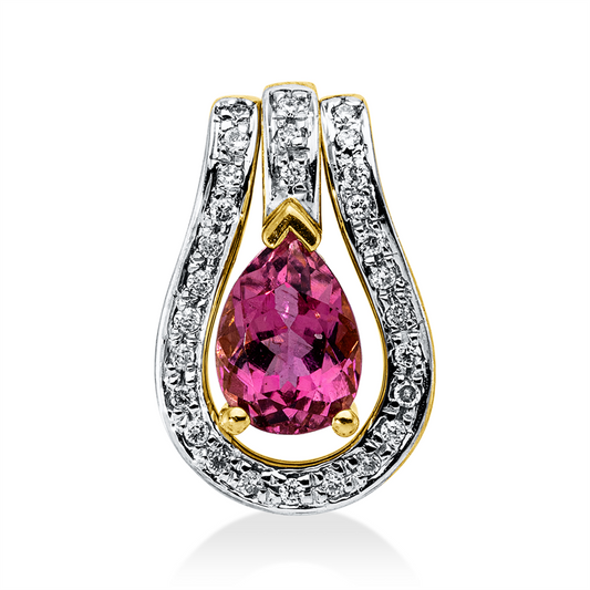Anhänger 18 kt GG+WG, 5 pcs of pendant, 41 Brill. 0,12 ct, F-si, 4 Farbsteine 1,92 ct multicolor