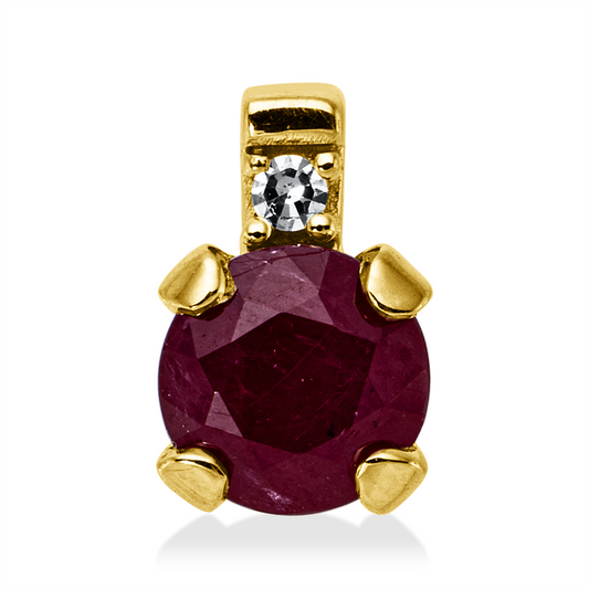 Anhänger 18 kt GG, 1 Dia. 0,01 ct, TW-si, 1 Rubin 0,42 ct rot