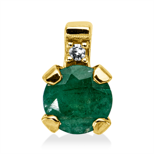Anhänger 18 kt GG, 1 Dia. 0,01 ct, TW-si, 1 Smaragd 0,30 ct grün