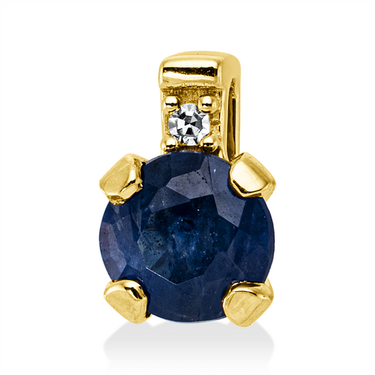Anhänger 18 kt GG, 1 Dia. 0,01 ct, TW-si, 1 Saphir 0,45 ct blau