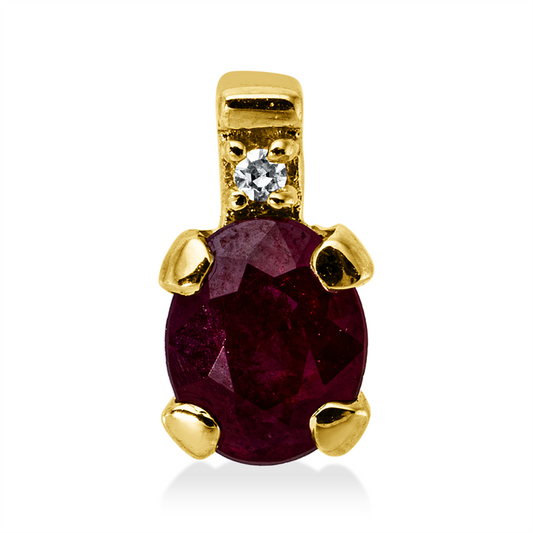 Anhänger 18 kt GG, 1 Dia. 0,01 ct, TW-si, 1 Rubin 0,40 ct rot