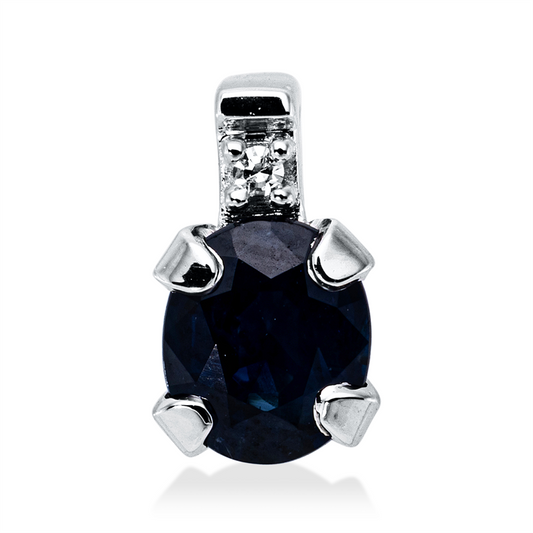 Anhänger 18 kt WG, 1 Dia. 0,01 ct, TW-si, 1 Saphir 0,45 ct blau