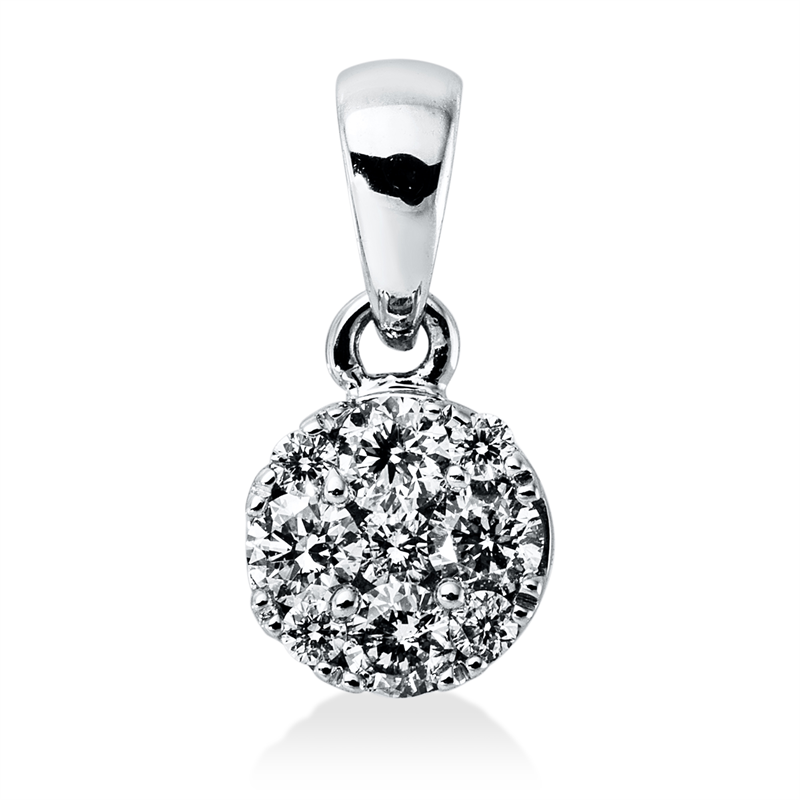 Anhänger 18 kt WG, mit Öse, 5 Brill. 0,15 ct, TW-si, 4 Brill. 0,03 ct, TW-si