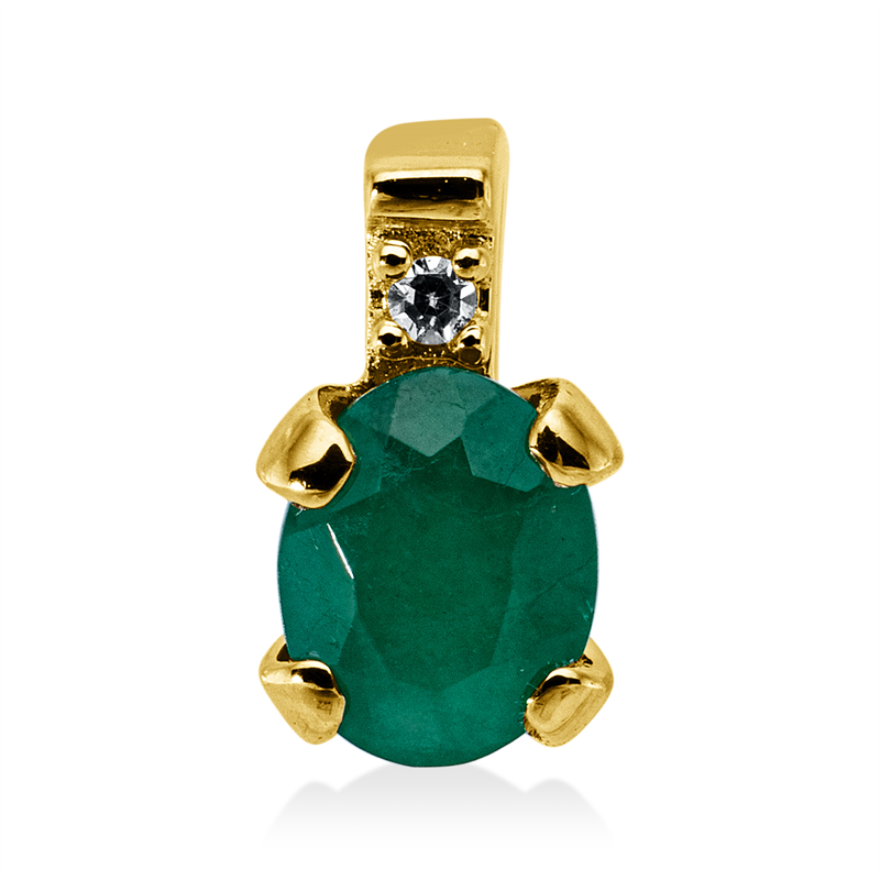 Anhänger 18 kt GG, 1 Dia. 0,01 ct, TW-si, 1 Smaragd 0,29 ct grün