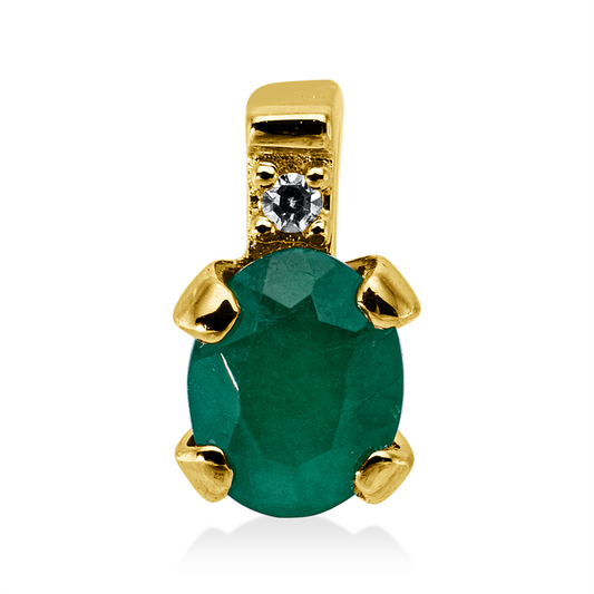 Anhänger 18 kt GG, 1 Dia. 0,01 ct, TW-si, 1 Smaragd 0,29 ct grün