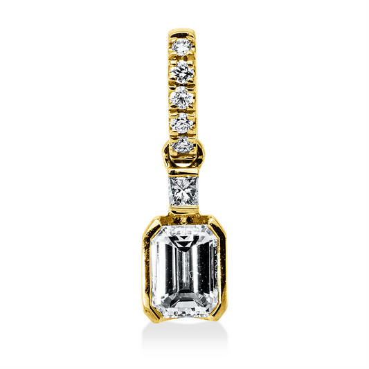 Anhänger 18 kt GG, mit Öse, 1 Princ. 0,02 ct, TW-si, 5 Brill. 0,03 ct, TW-si, 1 Sm.schliff 0,30 ct, TW-vsi