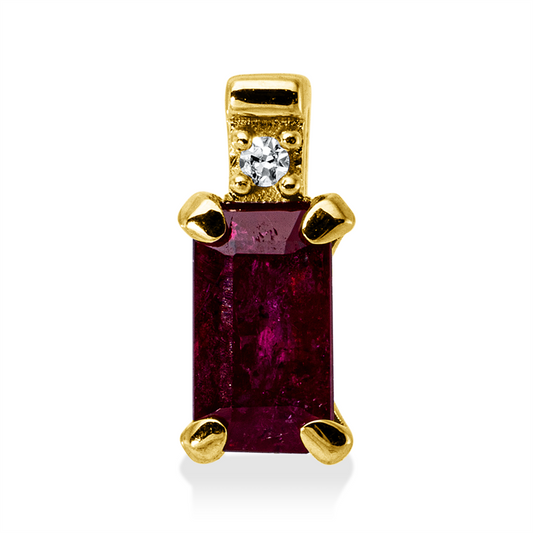 Anhänger 18 kt GG, 1 Dia. 0,01 ct, TW-si, 1 Rubin 0,27 ct rot