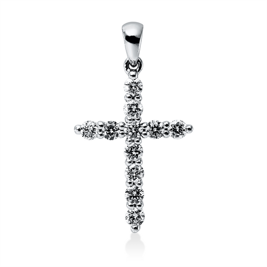 Anhänger 18 kt WG, mit Öse, 11 Brill. 0,45 ct, TW-si