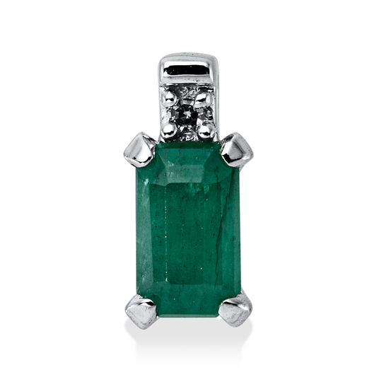 Anhänger 18 kt WG, 1 Dia. 0,01 ct, TW-si, 1 Smaragd 0,33 ct grün