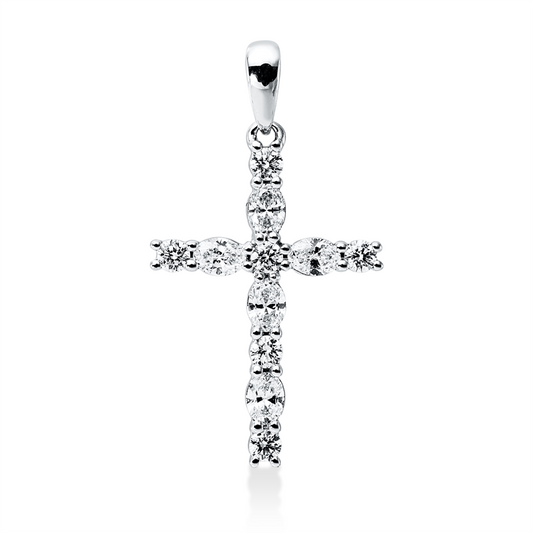 Anhänger 18 kt WG, mit Öse, 5 Oval 0,44 ct, TW-vsi/si, 6 Brill. 0,23 ct, TW-vsi/si