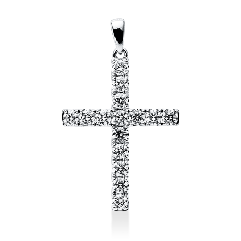Anhänger 18 kt WG, mit Öse, 15 Brill. 1,50 ct, TW-vsi/si