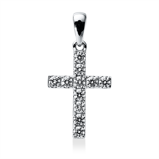 Anhänger 18 kt WG, mit Öse, 11 Brill. 0,48 ct, TW-vsi/si