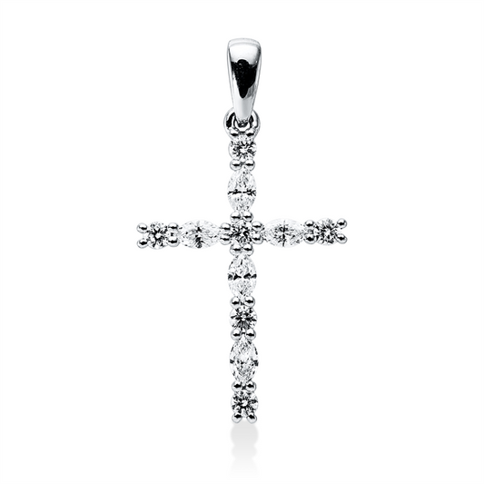 Anhänger 18 kt WG, mit Öse, 5 Nav. 0,32 ct, TW-vsi/si, 6 Brill. 0,18 ct, TW-vsi/si