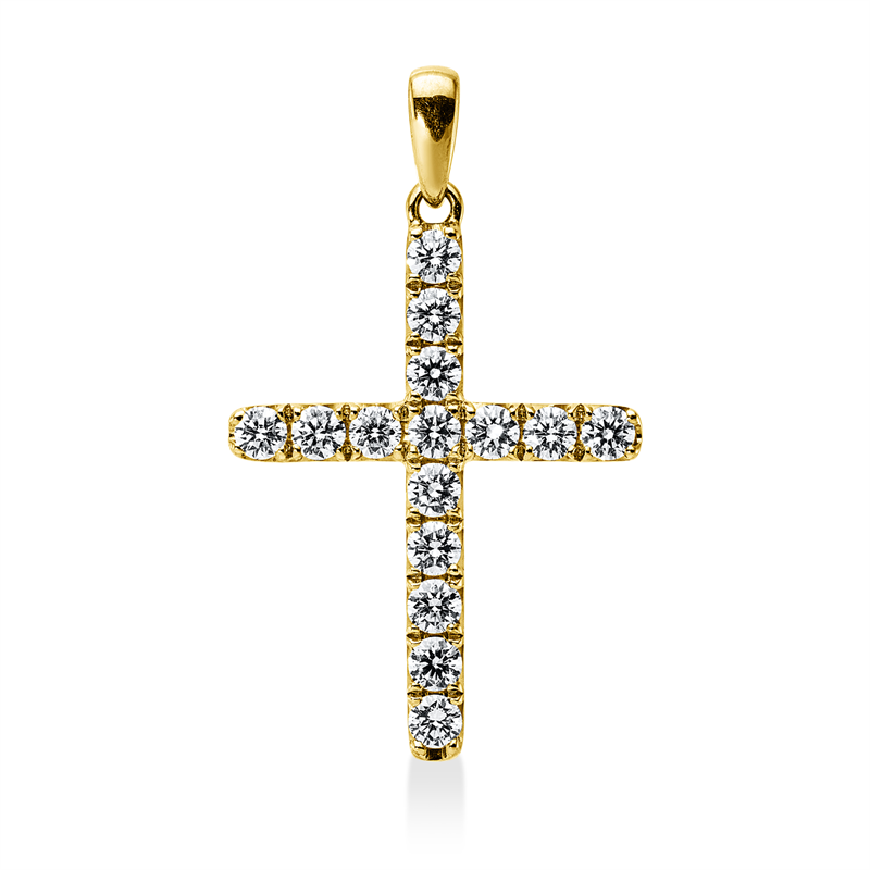 Anhänger 18 kt GG, mit Öse, 15 Brill. 0,98 ct, TW-vsi/si
