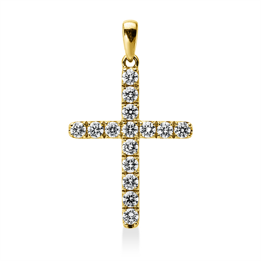 Anhänger 18 kt GG, mit Öse, 15 Brill. 0,98 ct, TW-vsi/si