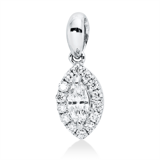 Anhänger 18 kt WG, 1 Nav. 0,05 ct, TW-si, 14 Brill. 0,05 ct, TW-si