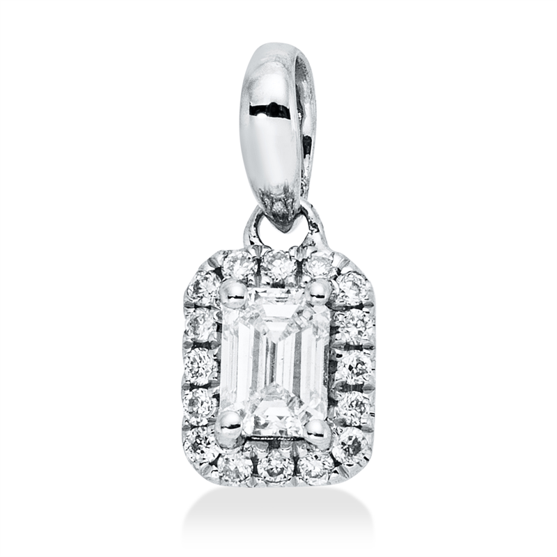 Anhänger 18 kt WG, 1 Sm.schliff 0,11 ct, TW-si, 16 Brill. 0,04 ct, TW-si
