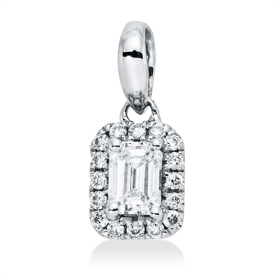Anhänger 18 kt WG, 1 Sm.schliff 0,11 ct, TW-si, 16 Brill. 0,04 ct, TW-si