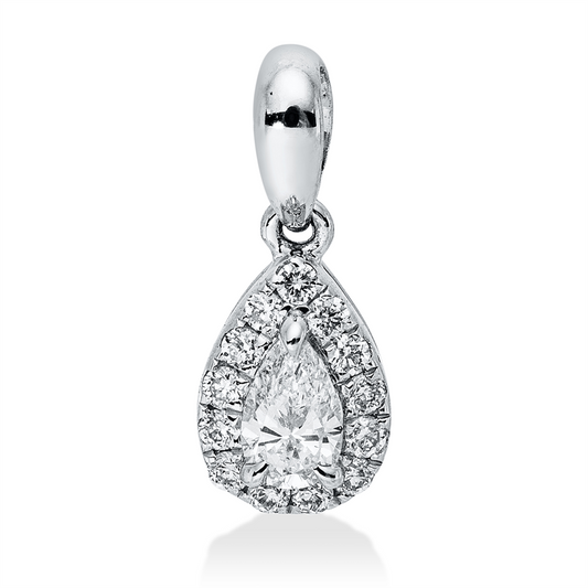 Anhänger 18 kt WG, 1 Tropfen 0,05 ct, TW-si, 13 Brill. 0,04 ct, TW-si
