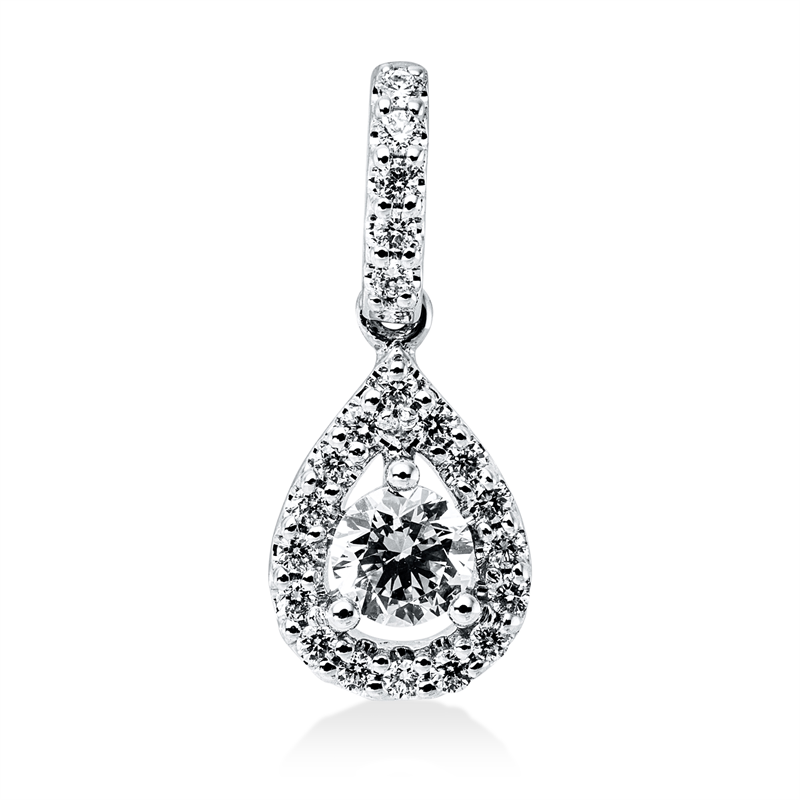 Anhänger 18 kt WG, mit Öse, 1 Brill. 0,15 ct, TW-si, 21 Brill. 0,09 ct, TW-si
