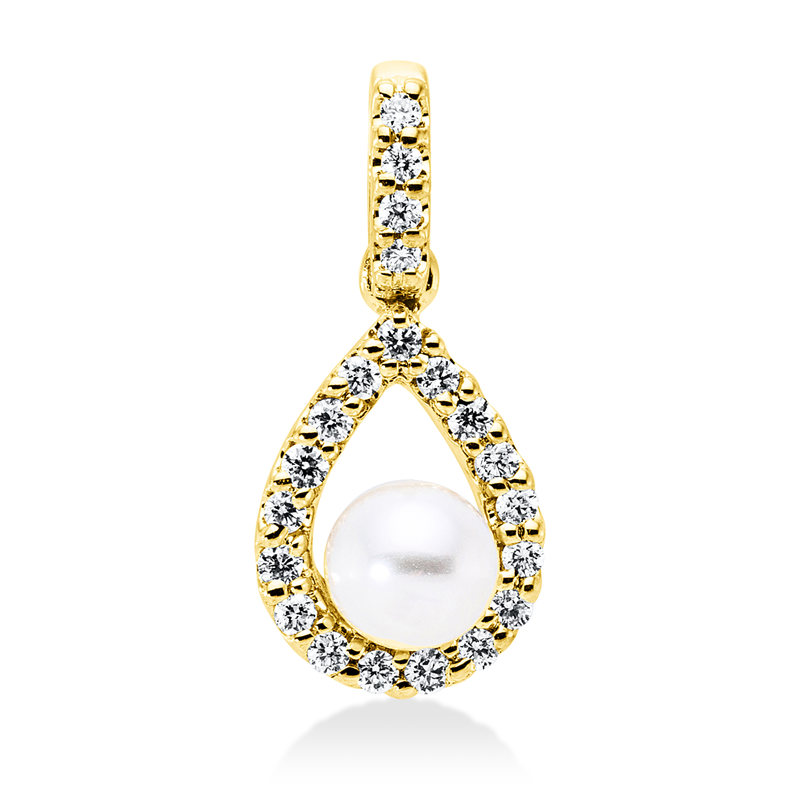 Anhänger 18 kt GG, mit Öse, 21 Brill. 0,10 ct, TW-si, 1 SW weiß 4 mm
