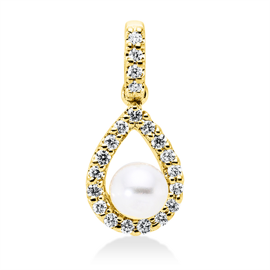 Anhänger 18 kt GG, mit Öse, 21 Brill. 0,10 ct, TW-si, 1 SW weiß 4 mm