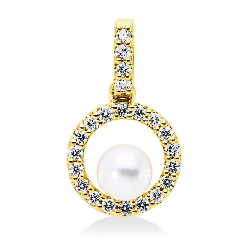 Anhänger 18 kt GG, mit Öse, 22 Brill. 0,10 ct, TW-si, 1 SW weiß 4 mm