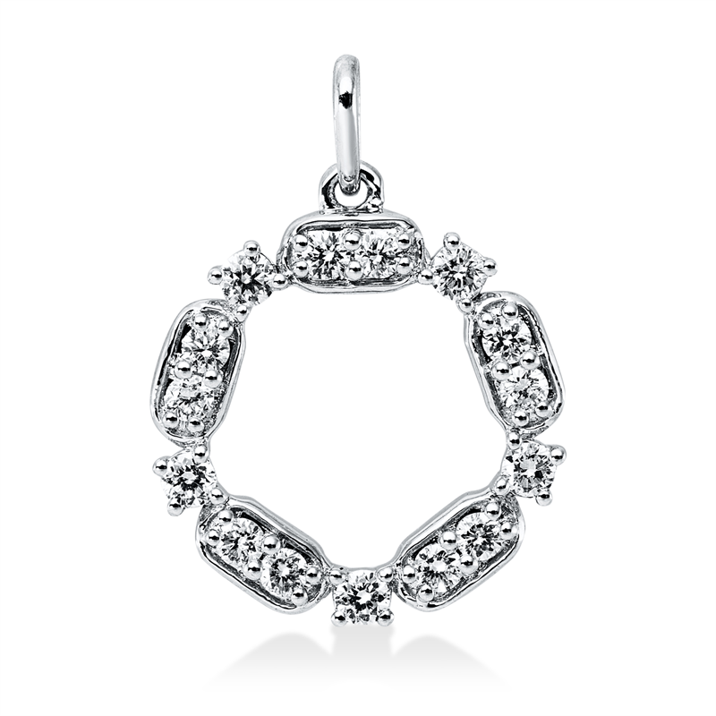 Anhänger 18 kt WG, mit Öse, 10 Brill. 0,15 ct, TW-si, 5 Brill. 0,11 ct, TW-si