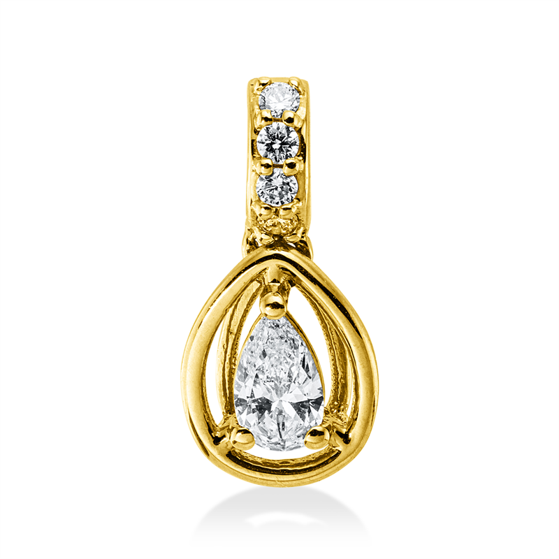 Anhänger 18 kt GG, mit Öse, 1 Tropfen 0,13 ct, TW-vsi, 4 Brill. 0,03 ct, TW-si