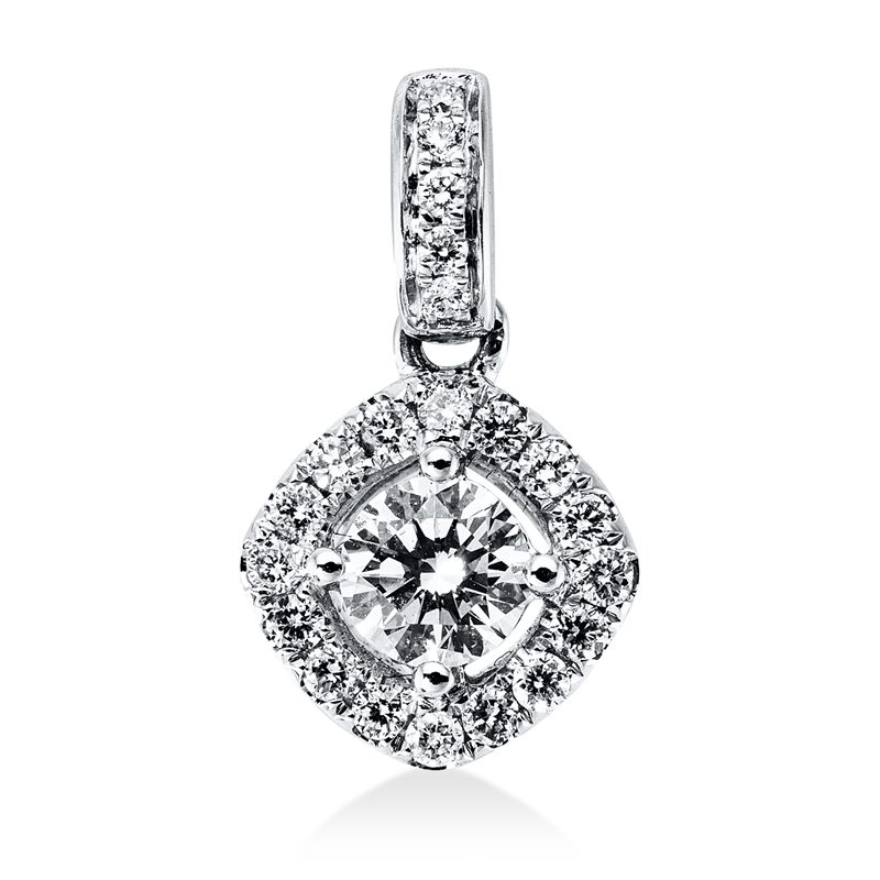 Anhänger 14 kt WG, mit Öse, 1 Brill. 0,20 ct, TW-si, 21 Brill. 0,07 ct, TW-si