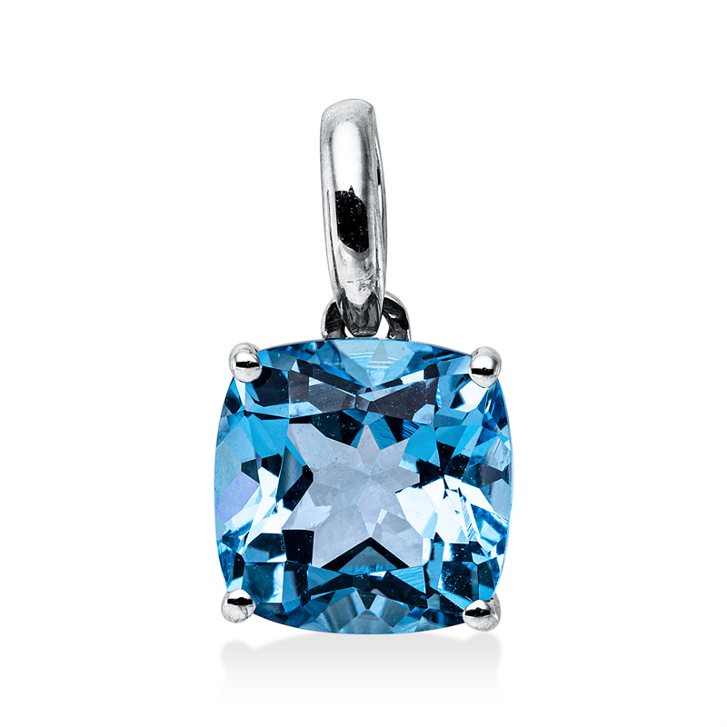 Anhänger 18 kt WG, 1 Topas 3,10 ct blau