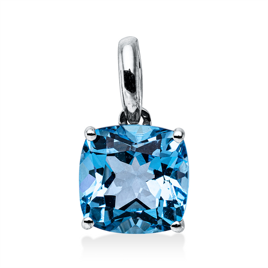 Anhänger 18 kt WG, 1 Topas 3,10 ct blau