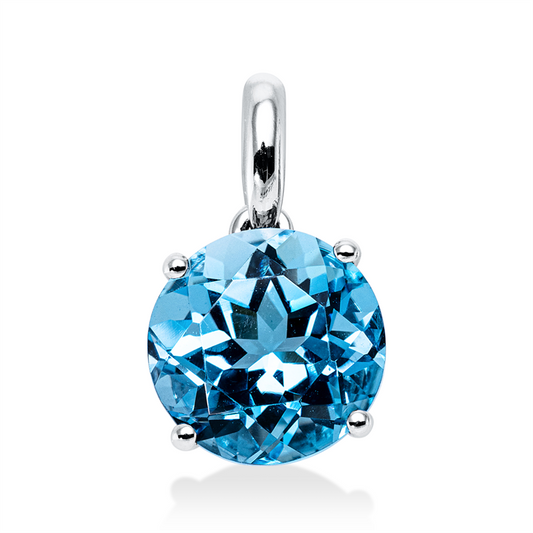 Anhänger 18 kt WG, 1 Topas 3,40 ct blau