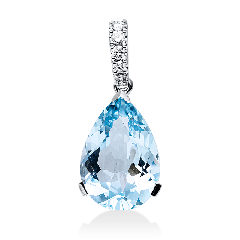 Anhänger 18 kt WG, mit Öse, 5 Brill. 0,11 ct, TW-si, 1 Topas 6,70 ct sky blue