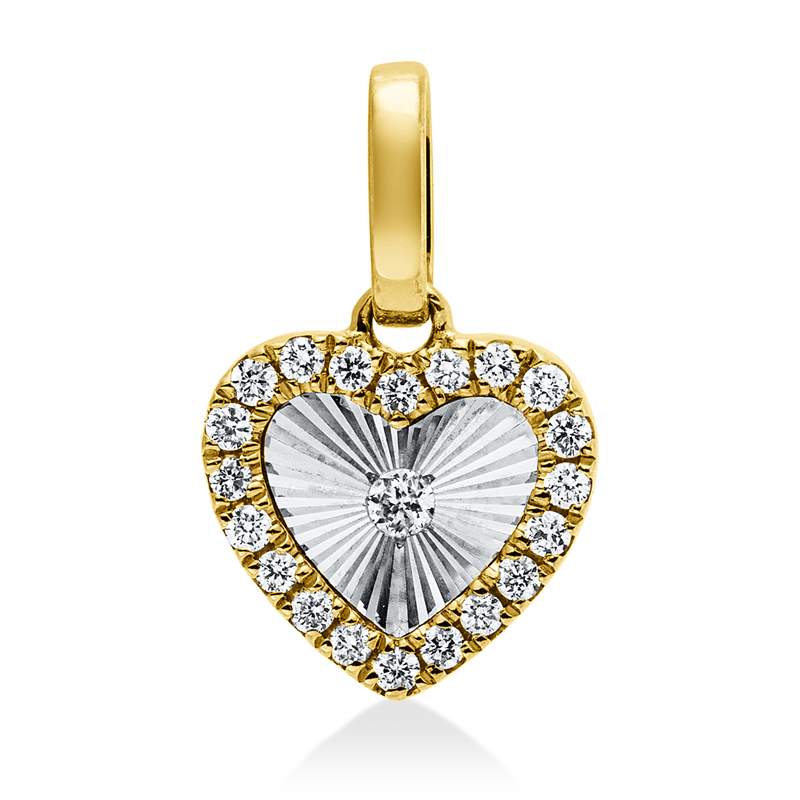 Anhänger 18 kt GG+WG, mit Öse, 21 Brill. 0,06 ct, W-si