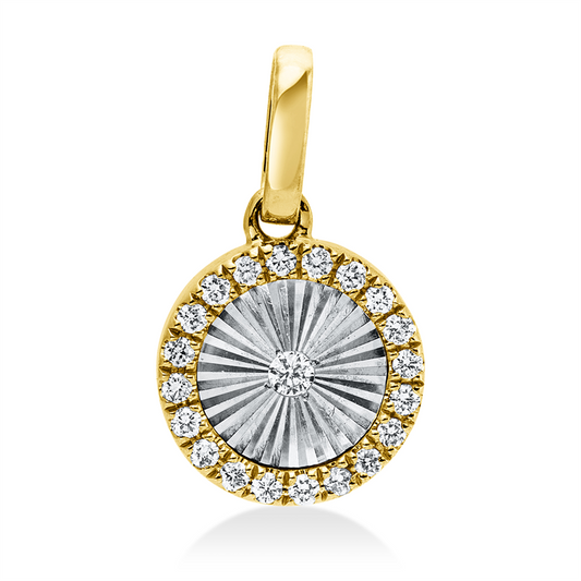 Anhänger 18 kt GG+WG, mit Öse, 21 Brill. 0,06 ct, W-si