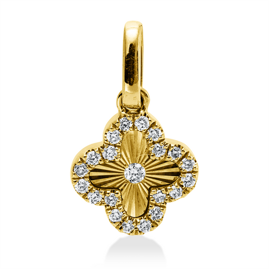 Anhänger 18 kt GG, mit Öse, 21 Brill. 0,06 ct, W-si