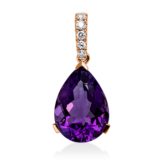 Anhänger 18 kt RG, 5 Brill. 0,11 ct, TW-si, 1 Amethyst 4,70 ct lila