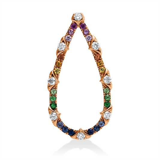Anhänger 18 kt RG, 8 Brill. 0,70 ct, TW-vsi/si, 24 Saphire 1,41 ct multicolor