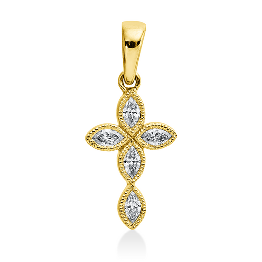 Anhänger 18 kt GG, mit Öse, 5 Nav. 0,13 ct, TW-si