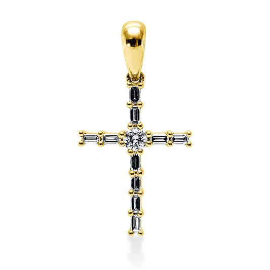 Anhänger 18 kt GG, 1 Brill. 0,06 ct, TW-si, 10 Bag. 0,13 ct, TW-si