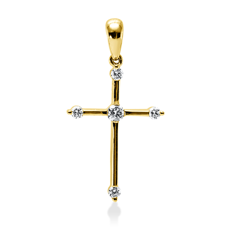 Anhänger 18 kt GG, 5 Brill. 0,09 ct, TW-si
