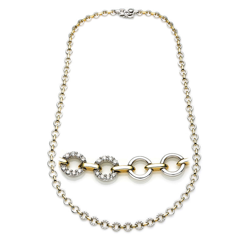 Collier 18 kt WG+GG, 64 Brill. 0,45 ct, TW-si