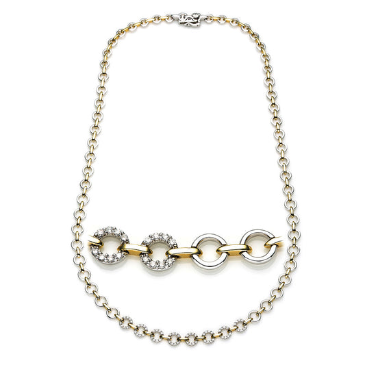 Collier 18 kt WG+GG, 64 Brill. 0,45 ct, TW-si