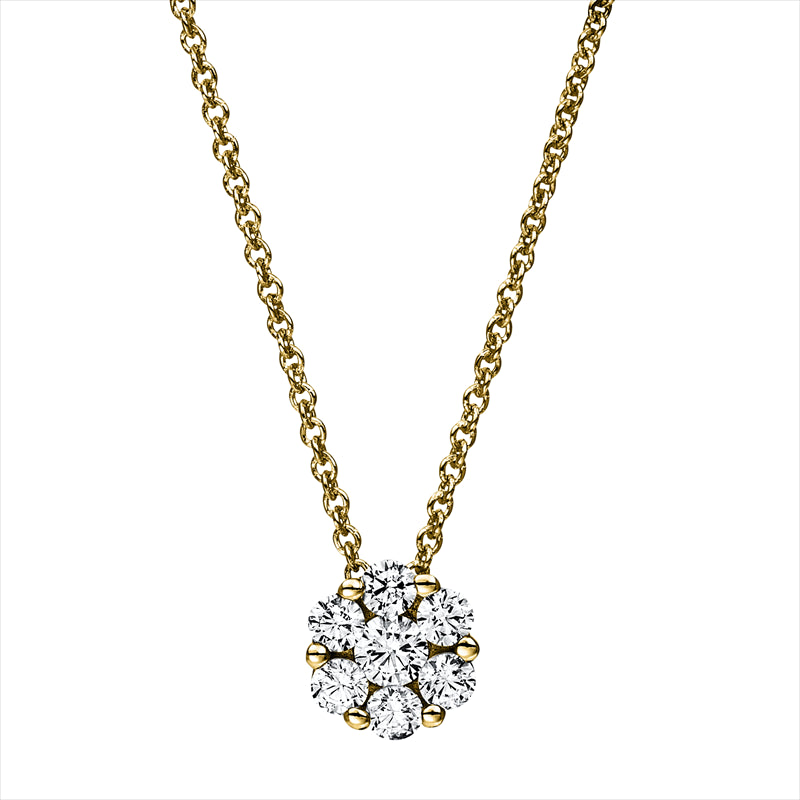 Collier 14 kt GG, 1 Brill. 0,14 ct, TW-si, 6 Brill. 0,38 ct, TW-si