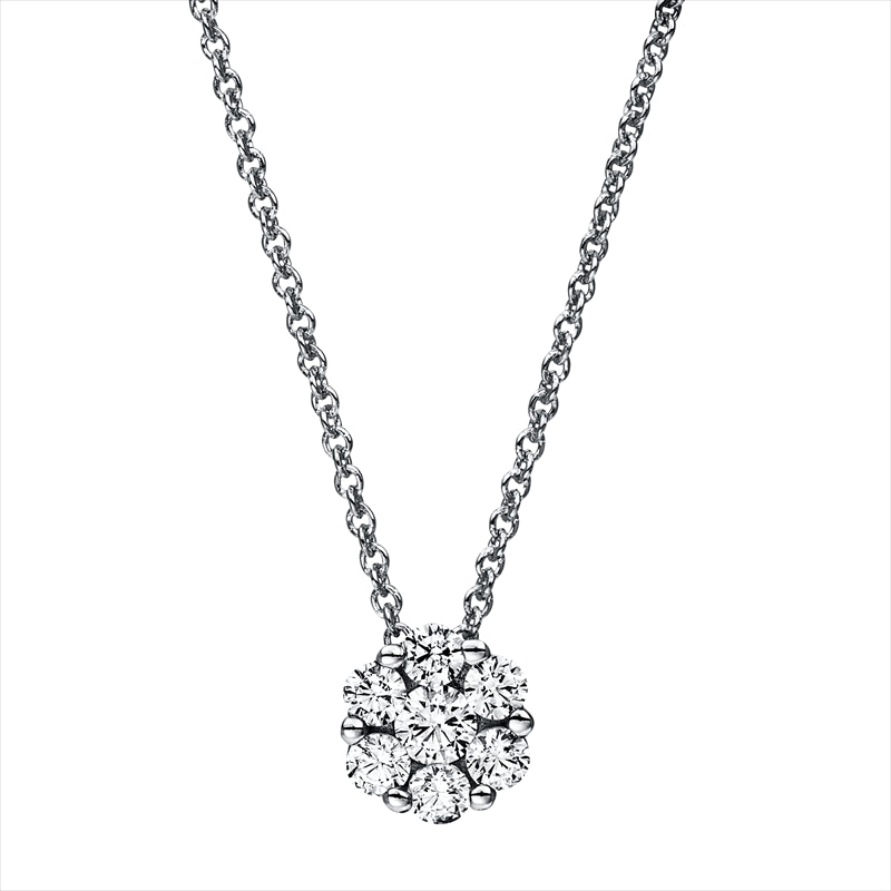 Collier 18 kt WG, 1 Brill. 0,13 ct, TW-si, 6 Brill. 0,38 ct, TW-si