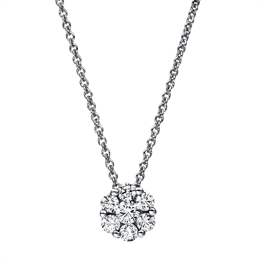 Collier 14 kt WG, 1 Brill. 0,13 ct, TW-si, 6 Brill. 0,36 ct, TW-si